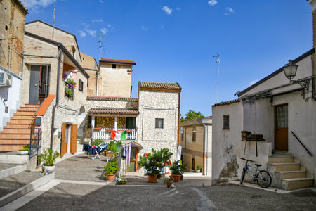 A narrow street in Ascoli Satriano, an old town in the province of Foggia, Italy.の写真素材