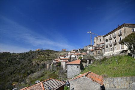 A mesmerizing view of houses on the hills in the Rocca Cilento village in Salerno, Italy