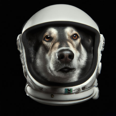 An AI generated illustration of Digital drawing of an astronaut dogの素材