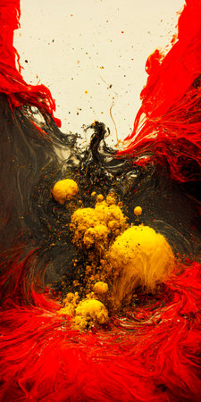 An AI generated illustration of colorful paint splatter in bright colorsの素材