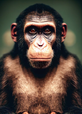 An AI generated illustration of a monkey portraitの素材