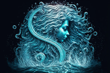 An AI generated illustration of Aquarius astrological sign as a beautiful girl horoscope, spiritualityの素材
