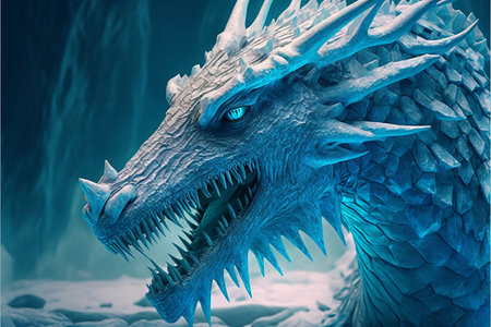 An AI generated illustration of a blue ice dragon.の素材