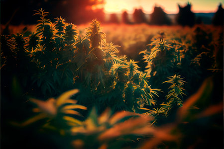 An AI generated illustration of cannabis plants in the soilの素材