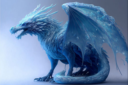 An AI generated illustration of a blue ice dragon.の素材