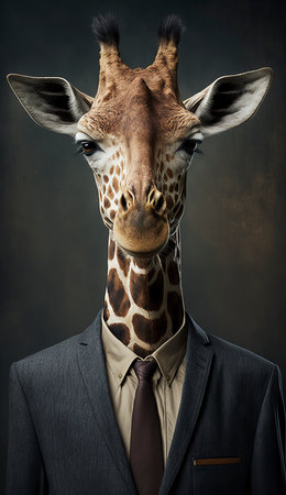 An AI generated illustration of a giraffe with a costumeの素材
