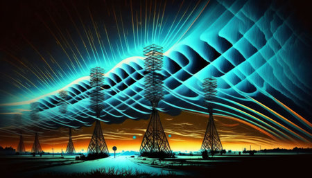 An AI generated illustration of long expotion light sky in night.の素材