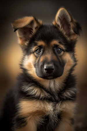 An AI generated illustration of a cute german shepherd puppyの素材