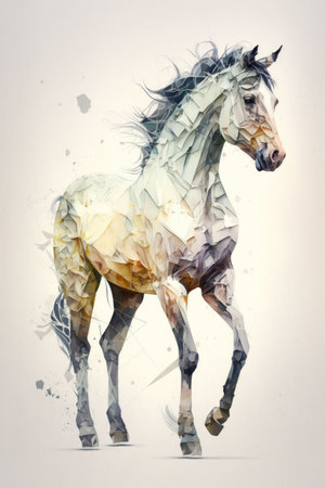An AI generated illustration of a horse with geometric patternsの素材