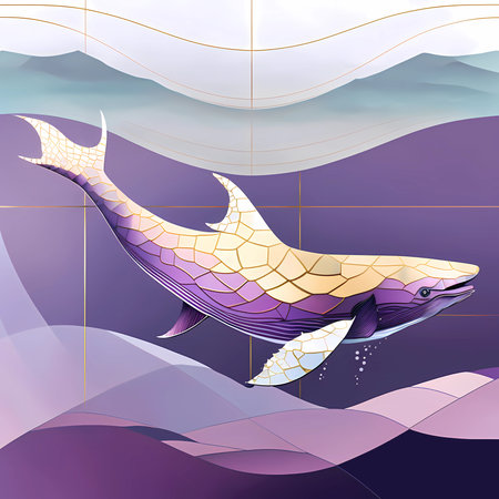 An AI generated illustration of A Luxurious Art Deco Whaleの素材