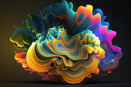 An AI generated illustration of beautiful multicolor liquid or paint splashの素材