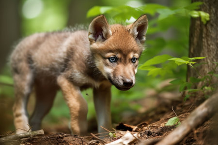 An AI generated illustration of a canine companion traversing a picturesque natural environment, with lush greenery providing a scenic backdropの素材