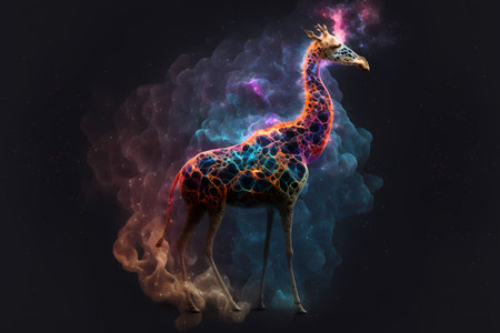 An AI generated illustration of a giraffe, a spiritual animalの素材