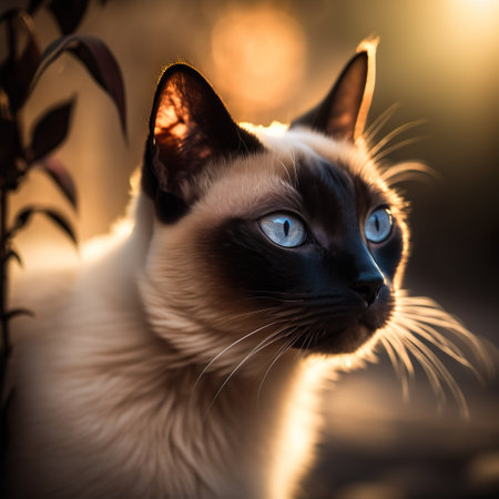 An AI generated illustration of an adorable siamese cat with blue eyesの素材
