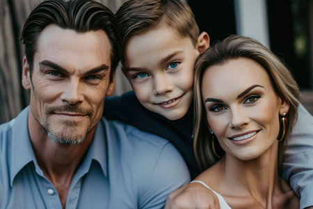 An AI generated illustration of a loving family enjoying a happy moment togetherの素材