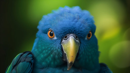 An AI generated illustration of a beautiful parrot with vibrant blue feathersの素材