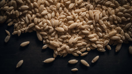 An AI generated illustration of raw wheat on a black backgroundの素材