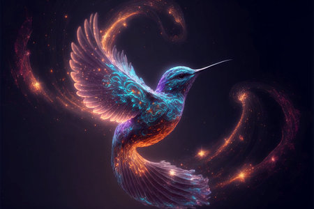 An AI generated illustration of a beautiful hummingbird as a spiritual animalの素材