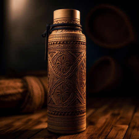 An AI-generated illustration of a bamboo water bottle.の素材