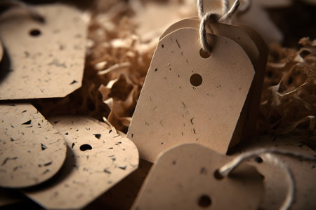 An AI generated illustration of an arrangement of vintage tagsの素材