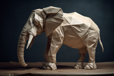 An AI-generated illustration of An origami elephant crafted from paper.の素材