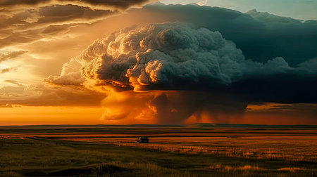 A storm chasers - AI generated Big Storm with Tornado's Spawning.の素材