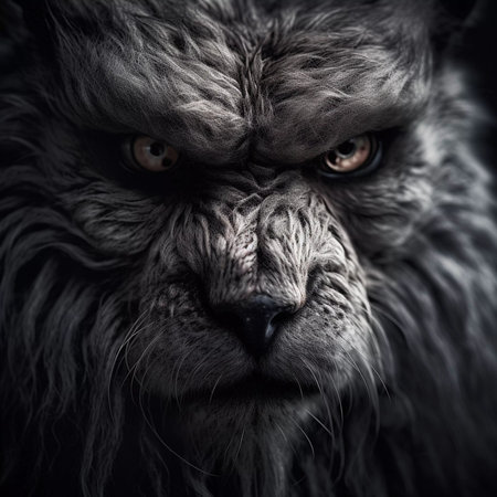 An AI generated illustration of a closeup of a furry angry wild wolfの素材