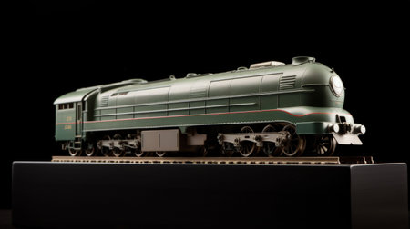 An AI generated illustration of a locomotive model isolated on a dark backgroundの素材