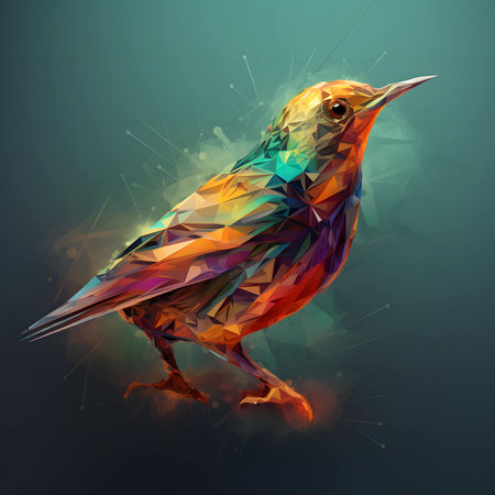 An AI generated illustration of a fantastical bird with long, vibrant plumageの素材