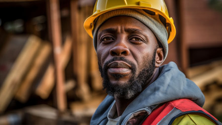 An AI generated construction worker at workの素材