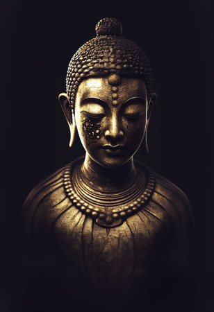 An AI generated illustration of a bronze statue of the buddhaの素材
