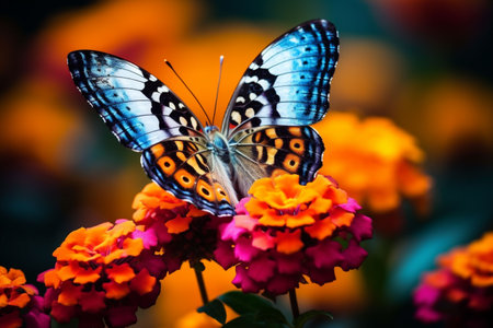 A closeup of a butterfly perched on a flower, AI-generated.の素材