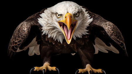 An AI generated illustration of a majestic bald eagle against a black backgroundの素材
