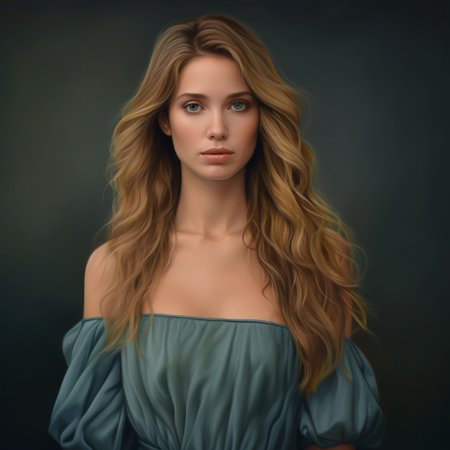 A portrait of an attractive young Caucasian woman, AI-generated.の素材