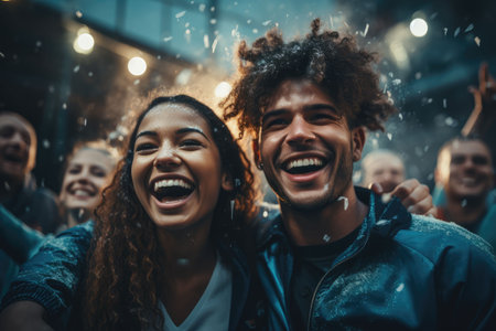 Success and Diversity: Multiracial Individuals Celebrating Together. AI-generated artの素材