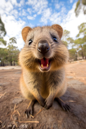 An AI generated illustration of a cheerful Quokkaの素材