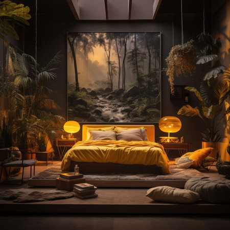 An AI generated illustration of a modern bedroom interior designの素材