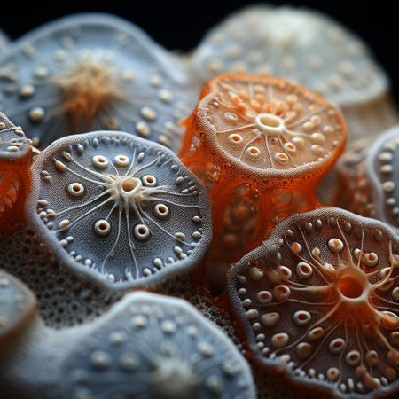 A macroscopic shot if radiolaria cells, AI-generated.の素材