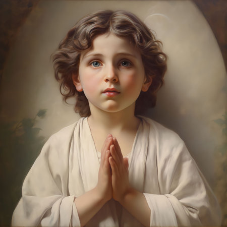 An AI generated illustration of The Christ Child with a bright backgroundの素材