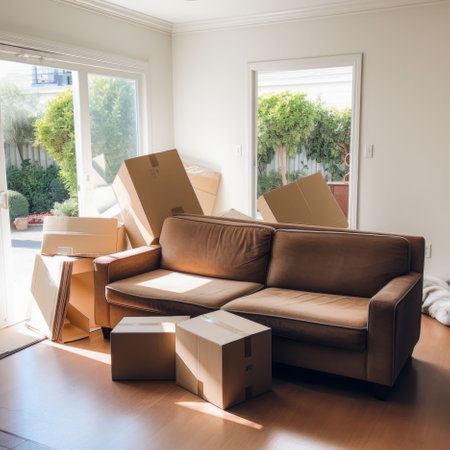 An AI generated illustration of a modern living room interior designの素材