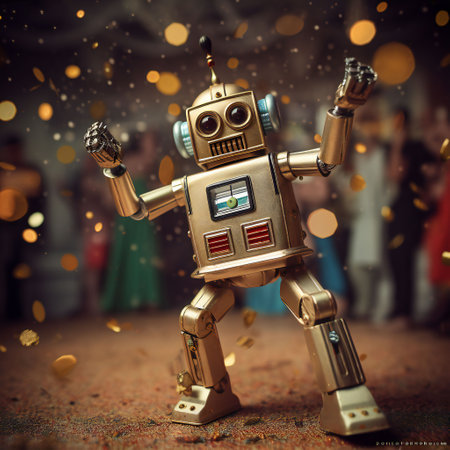 An AI generated illustration of a cute vintage retro dancing in a bright roomの素材