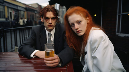 An AI generated illustration of beautiful people curing their hangover from hellの素材