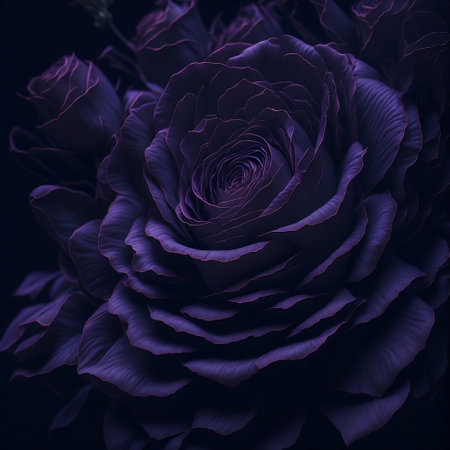 An AI generated illustration of a vibrant purple rose flowerの素材