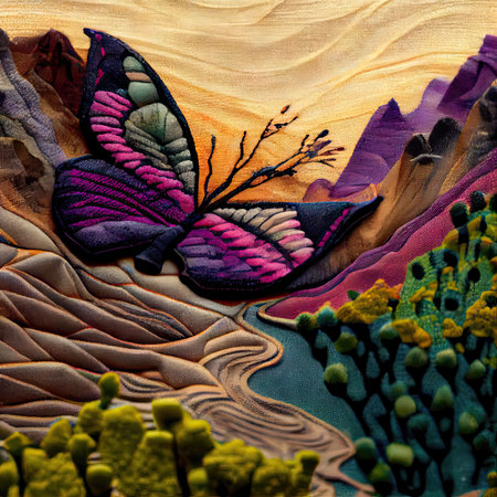 An AI generated illustration of a bright and vibrant natural landscape artwork from clothの素材