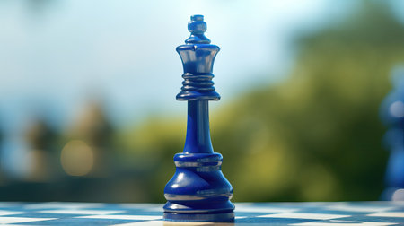 An AI generated illustration of A vibrant image of a chessboard with a blurry backgroundの素材
