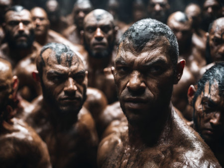 The dystopian battling mutants with extraordinary powers, AI-generated.の素材