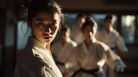 An AI generated illustration of women wearing traditional Japanese kimonosの素材