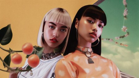 An AI generated illustration of Capturing the essence of the Y2K aesthetic, two striking figures command attention.の素材