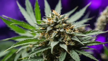 An AI generated illustration of green marijuana buds and leavesの素材