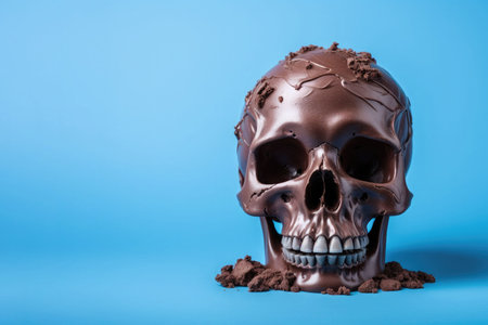 An AI generated illustration of a skull with a detailed chocolate designの素材